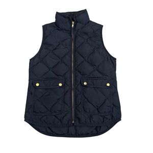 J Crew Vest Womens XS Blue Quilted Down Puffer Zip Front Pockets 02725 HO13